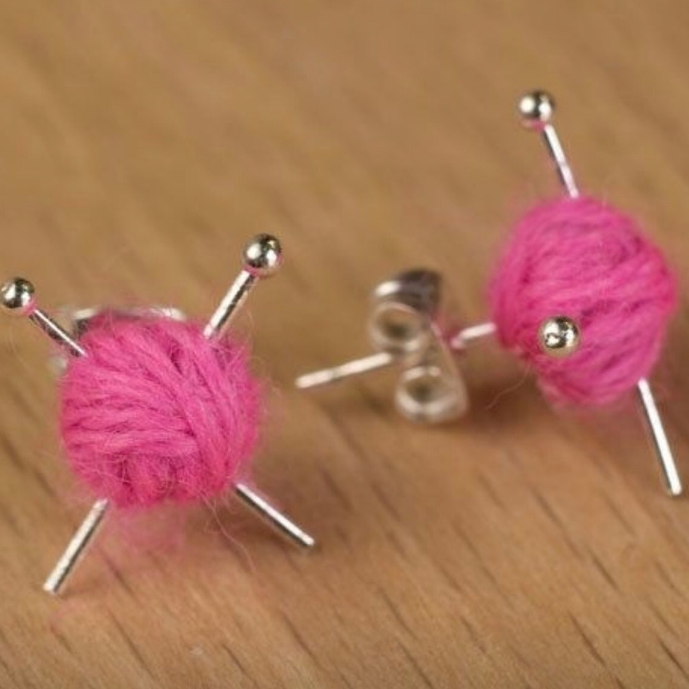 Wool Knitting earrings